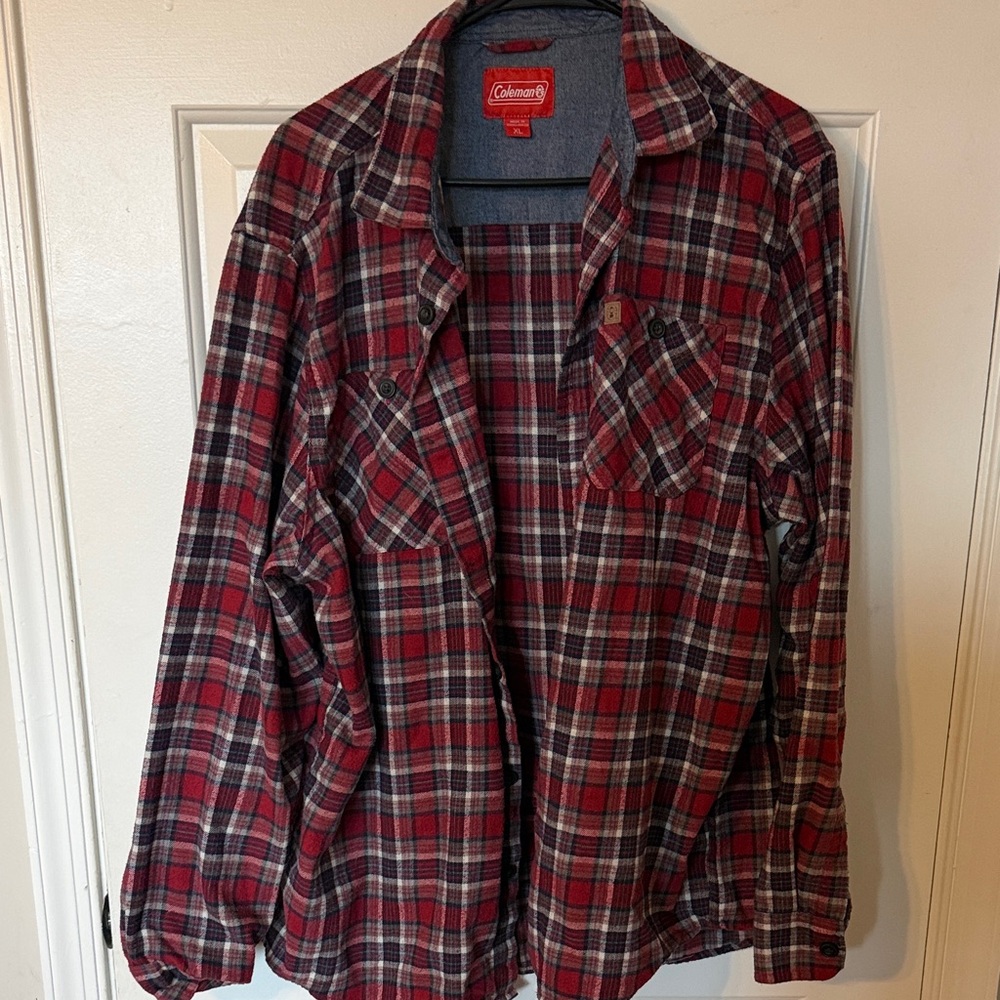 Coleman Men's Red and Black Plaid Shirt Jacket